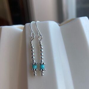 Silver and Turquoise Beaded Earrings